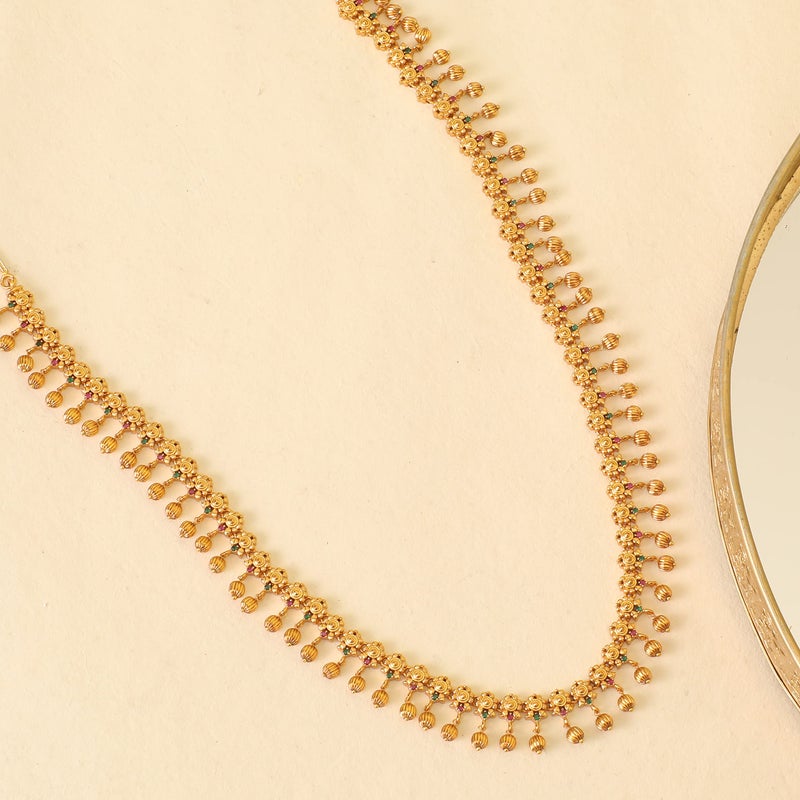 TARINIKA Antique Gold Plated Indian Long Necklace Set for Women with Jhumka, Dangle, Drop Earring Brass Traditional Wedding Desi Jewelry CZ Gemstone Bridal Necklace (Dara Antique) - Image 3